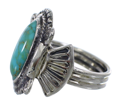 Genuine Sterling Silver And Turquoise Ring Size 5-3/4 EX56315